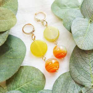 Fall Boho Earrings, Agate & Serpentine Crystal Earrings, Funky Hippie Earrings